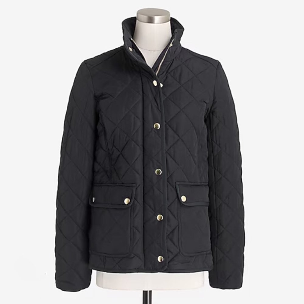 J Crew Factory Black Downtown Field Quilted Jacket size XS